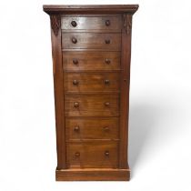 A 19th Century mahogany Wellington chest with seven graduating drawers. Approximately 52cm by 36cm