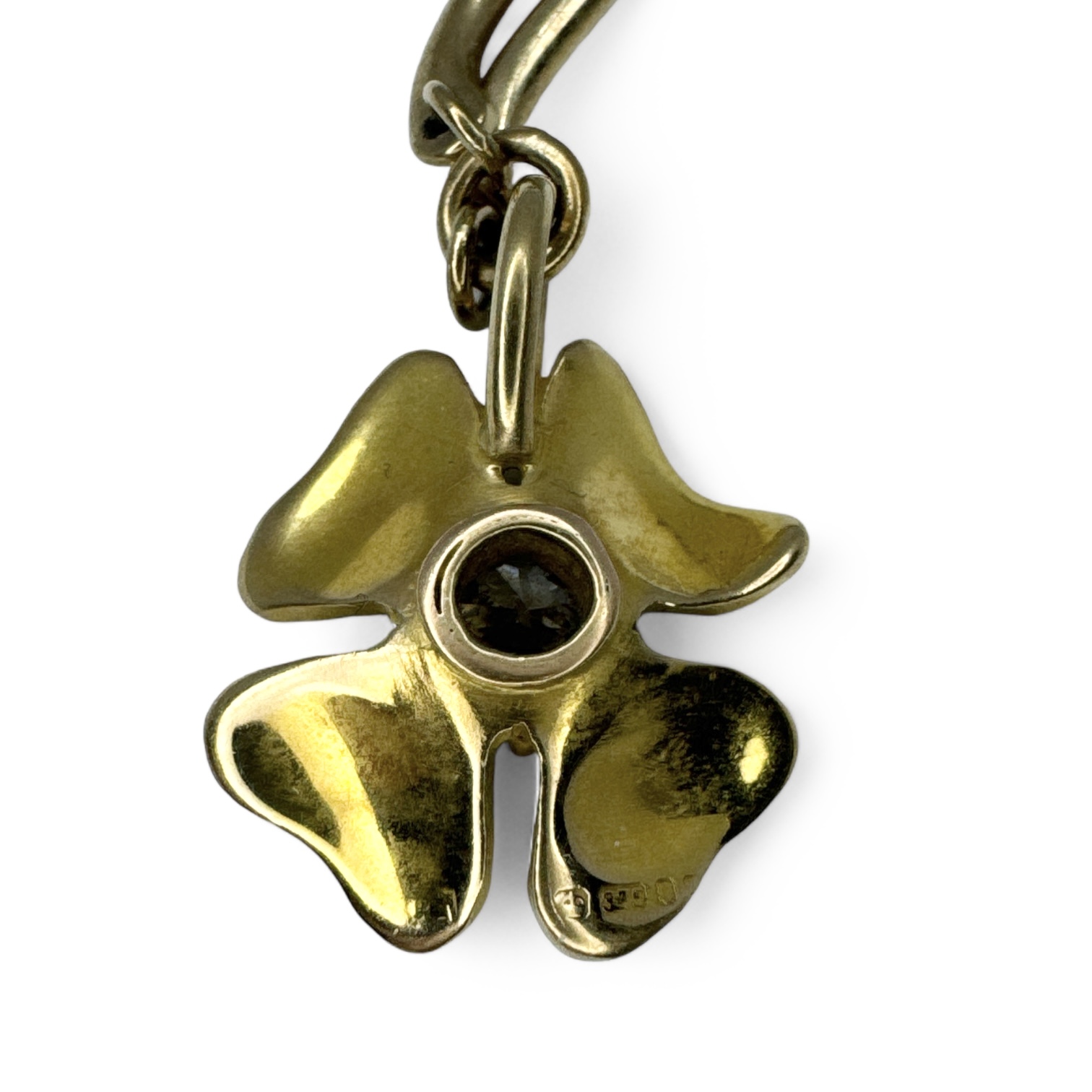 A 9ct gold estimated 0.85 carat diamond set flower pendant on a 9ct gold wave link necklace. - Image 2 of 3