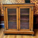 A Victorian walnut ormolu mounted pier cabinet. Approximately 90cm by 30cm by 105cm high. Some old