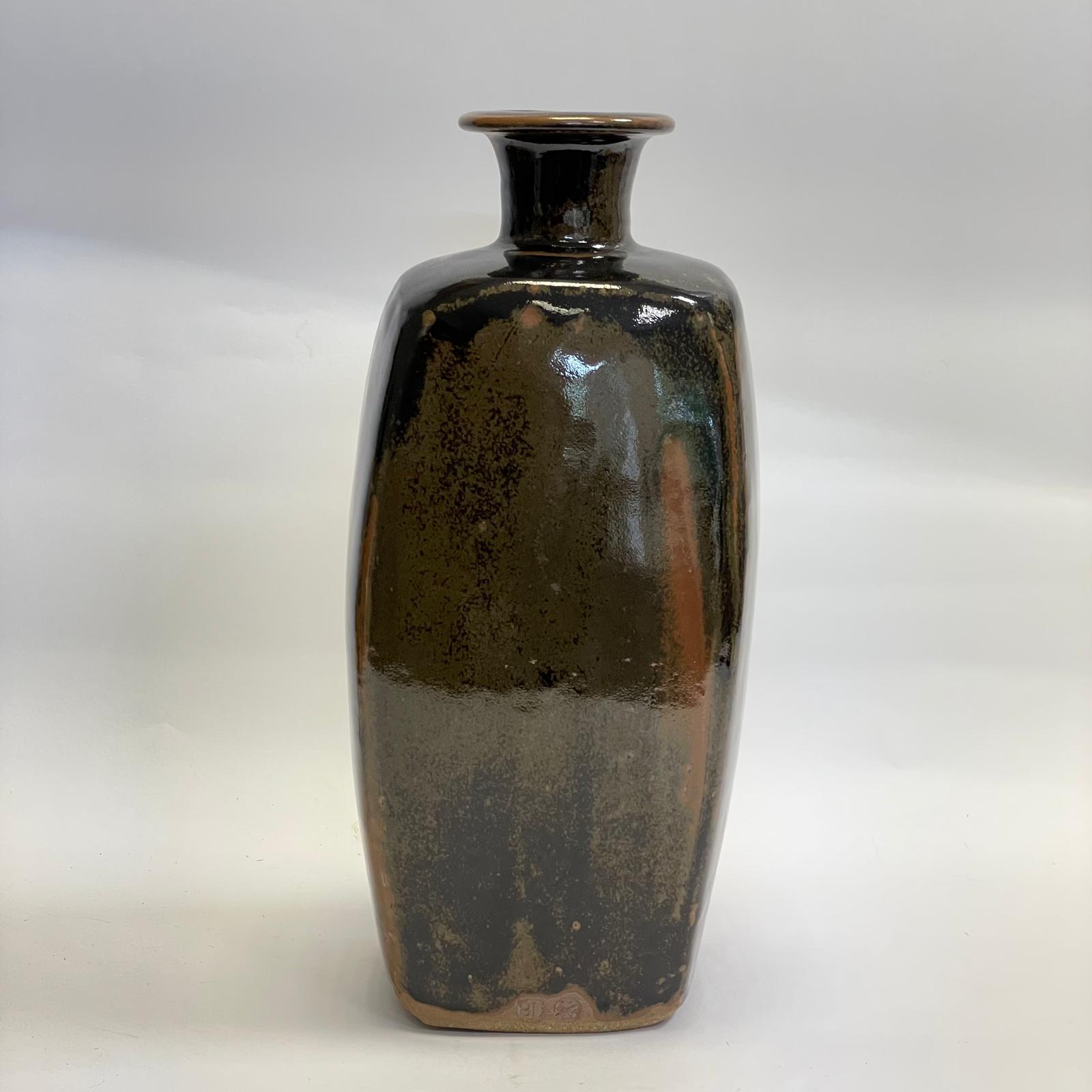 Large Bernard Leach Stoneware Bottle Vase Tenmoku Type Glaze BL & St Ives Marks  Height: 36cm  No - Image 3 of 7