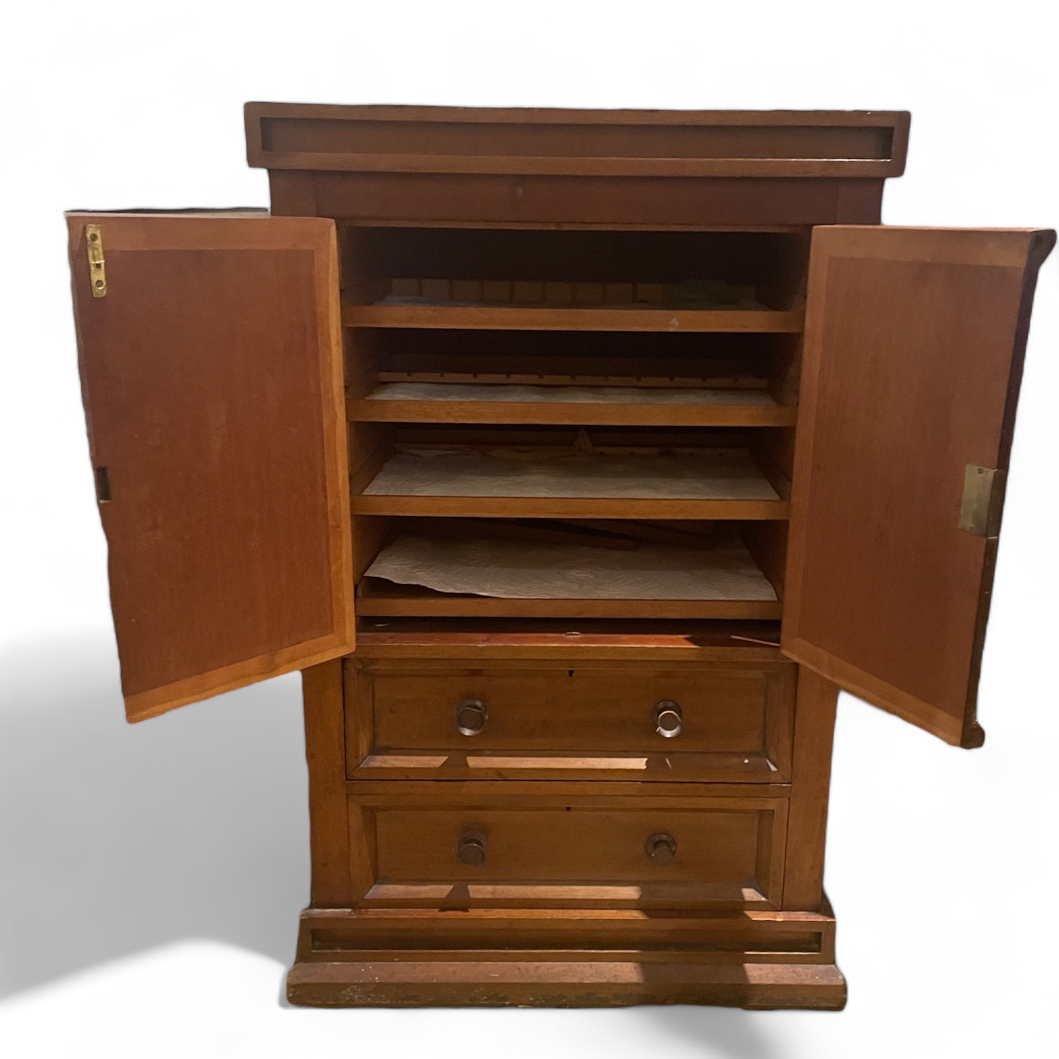 A 19th Century cabinet in the form of a Linen press with two doors enclosing four slides above two - Image 2 of 3