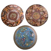 3 x Oriental Cloisonné platers 31cm diameter. All good condition.