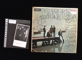 Moody Blues interest signed postcard and vintage vinyl