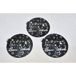 Donovan: Three "Cosmic Wheels" promotional circular stickers, 1973, each diameter 5" (12.7cm)
