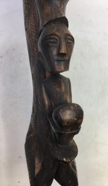 An Asian carved wooden figural group. H:37cm - Image 4 of 5