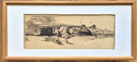 After Rembrandt Harmenz. Van Rijn (1606-1669), etching, "Landscape with trees, farm buildings and