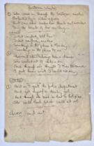 Beatles/Mal Evans; Handwritten lyrics to "She Came in Through The Bathroom Window", the sheet simply