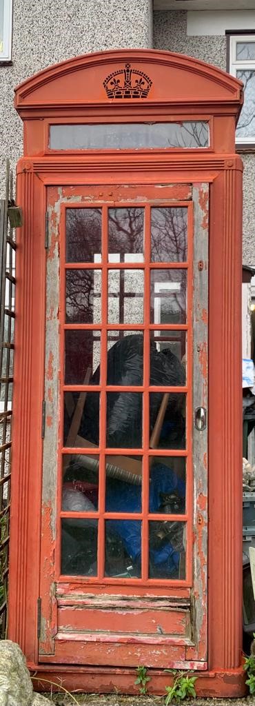 A scarce early K2 telephone box  There is an AB box with shelving, board and pyramid phone, which go