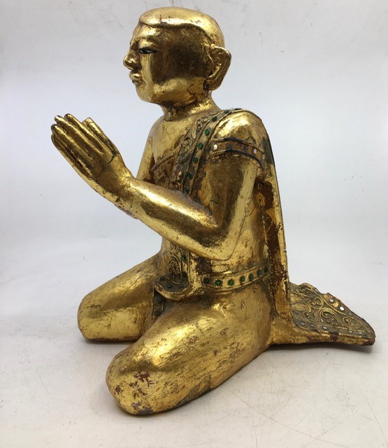 An Asian figure of a monk, H:31cm - Image 2 of 3