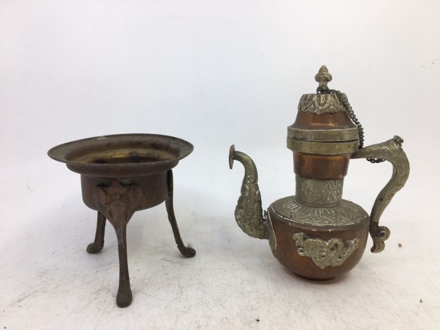A collection of three Sino-Tibetan items to include a Sino-Tibetan brass pot. (3) - Image 3 of 3