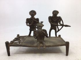 An Indian bronze figural group. H:13cm