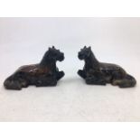 A pair of small Chinese carved stone figures of horses (2)