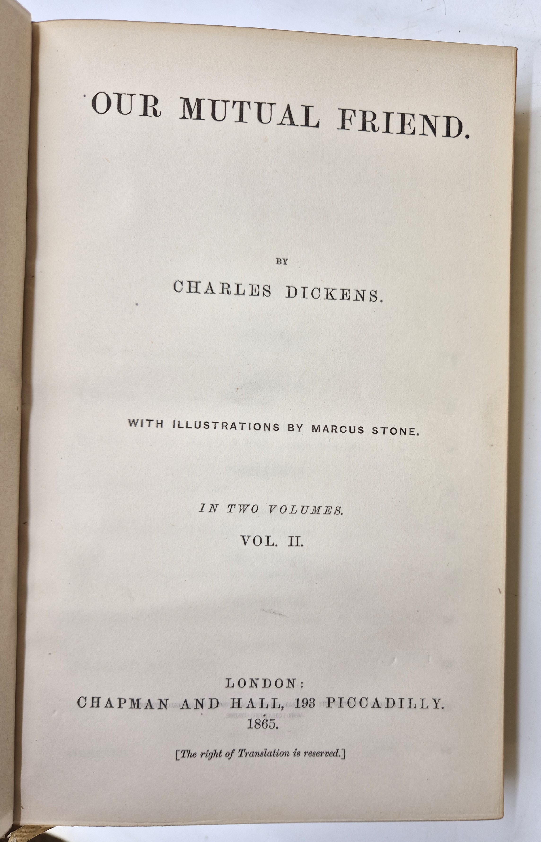 Dickens (Charles), Our Mutual Friend, Chapman and Hall, 1865, 1st Ed. 1st issue,  2 vols., 8vo, 40 - Image 5 of 5