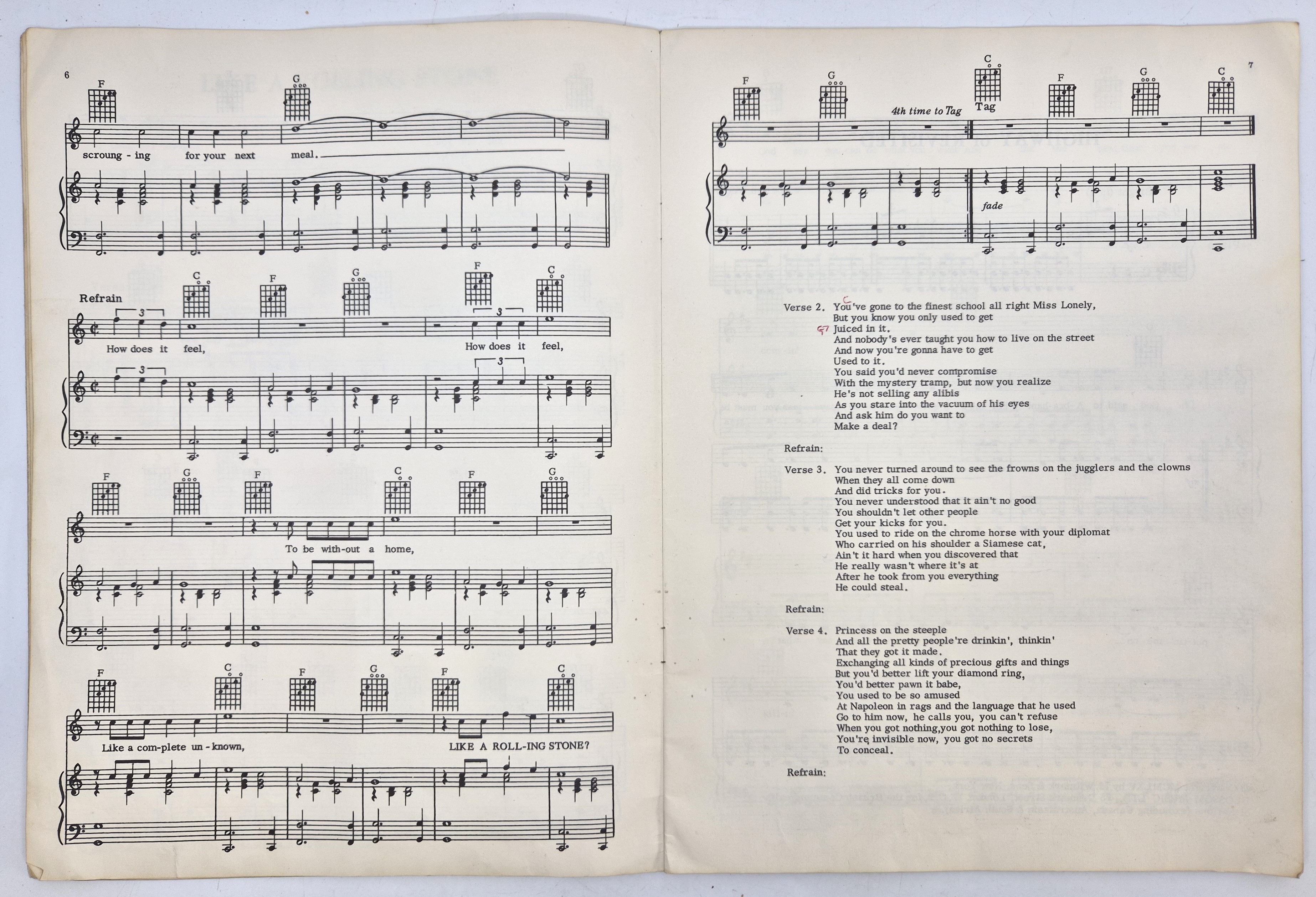 Beatles: "Highway 61 Revisited", Blossom Music Ltd, an annotated songbook, having annotated chord - Image 3 of 6