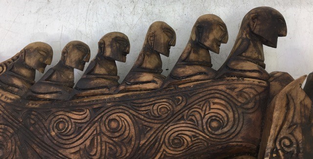 An Asian carved wooden figural group. H:37cm - Image 5 of 5