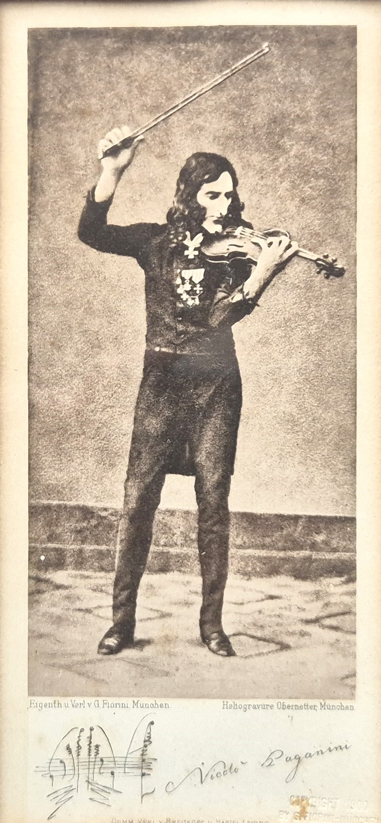 An original faked image of Nicolo Paginini (1782-1840), the Great Violinist full standing playing - Image 2 of 3
