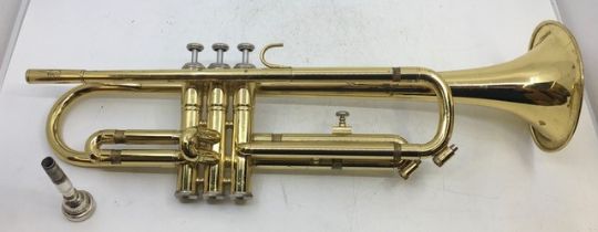 An Earlham trumpet with a mouse piece in fitted case (a/f)