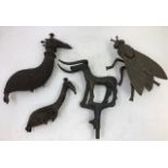 A collection of three Indian bronze figure of animals together with a bronze figure of fly. (4)