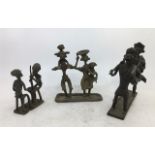 A collection of three Indian bronze figural groups, H:14cm (3)