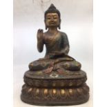 A Chinese bronze Cloisonne decorated   Buddha, H:33cm approx.