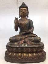 A Chinese bronze Cloisonne decorated   Buddha, H:33cm approx.