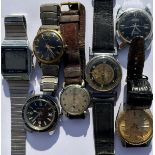 A collection of seven vintage gents watches