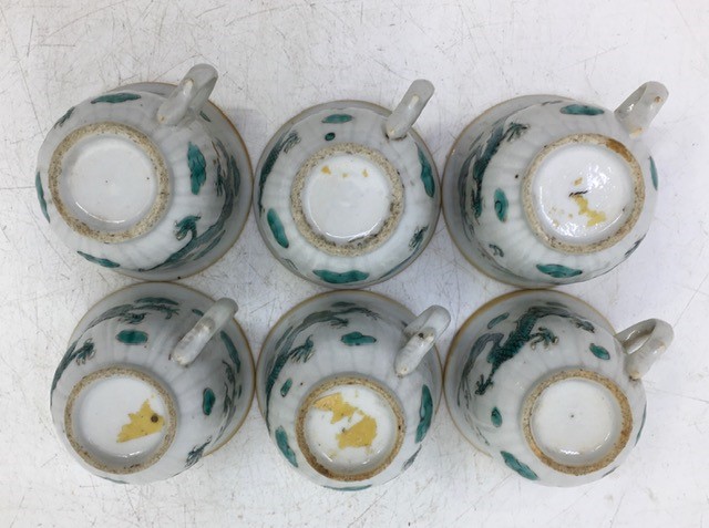 A set of Chinese Qing dynasty Famille Verte porcelain cups, height 5cm. (6)  Condition note: No - Image 4 of 4