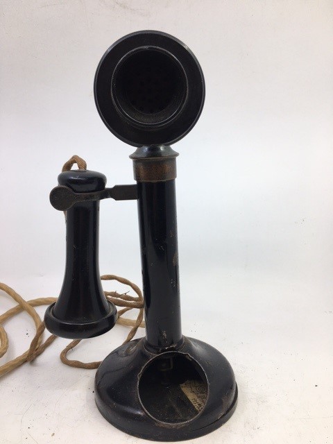 An early 20th cent   black  stick telephone (a/f) - Image 2 of 4