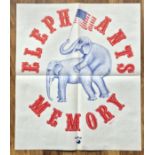An original vintage "Elephants Memory" by Manco, an Apple promotional poster, 1972, 21 3/8" x 25 1/