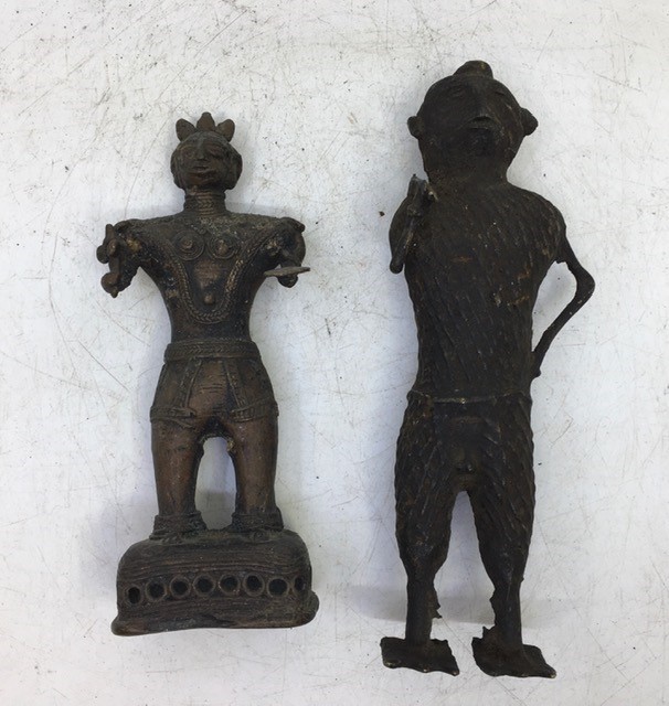 An Indian bronze figure H:16cm together with similar 19cm (2)