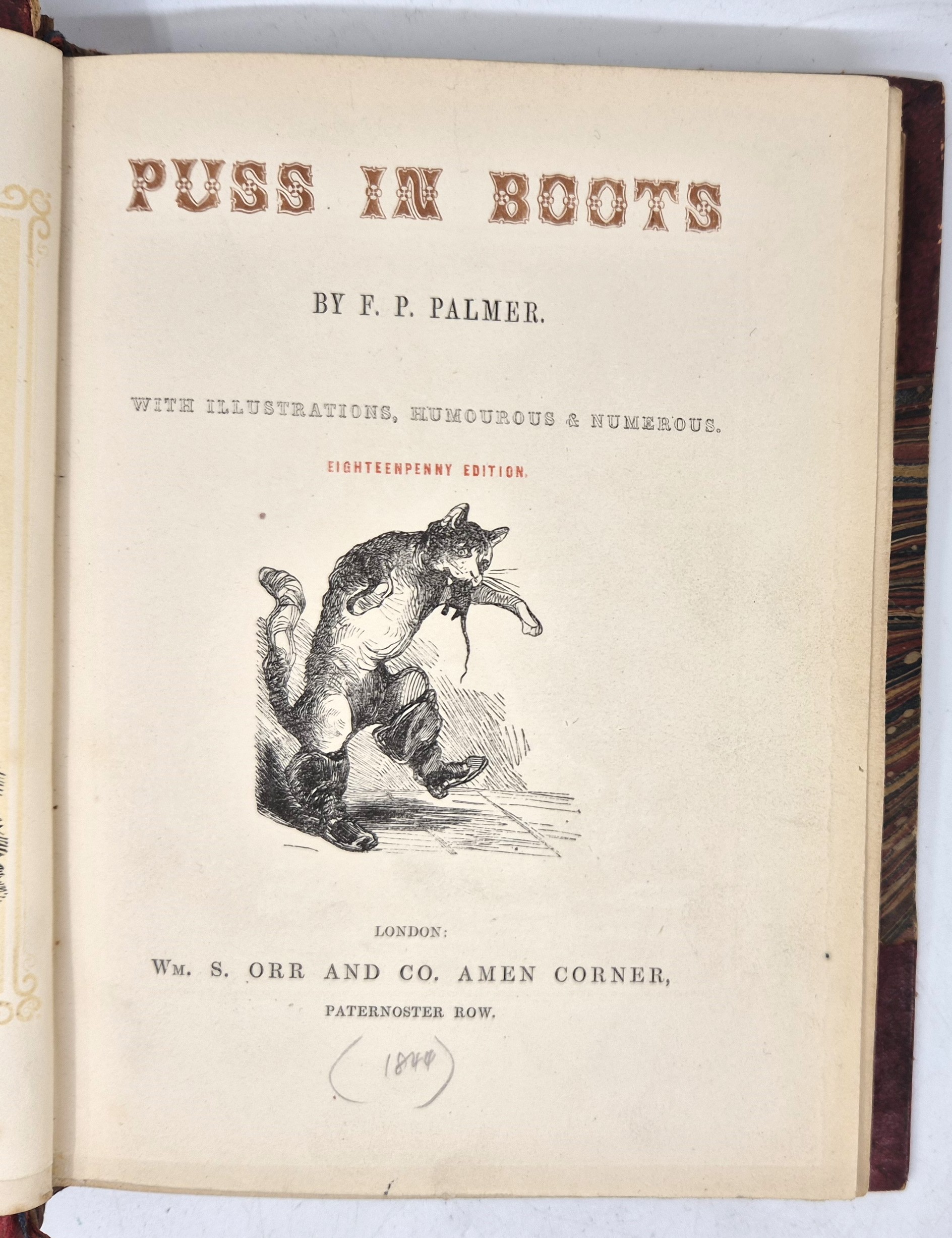 Nursery Tales, Wm.S. Orr & Co., 5 vols bound as one: "Puss in Boots" by F.P. Palmer, 7 tinted - Image 3 of 7