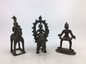A collection of three Indian bronze figures H:13cm (3)
