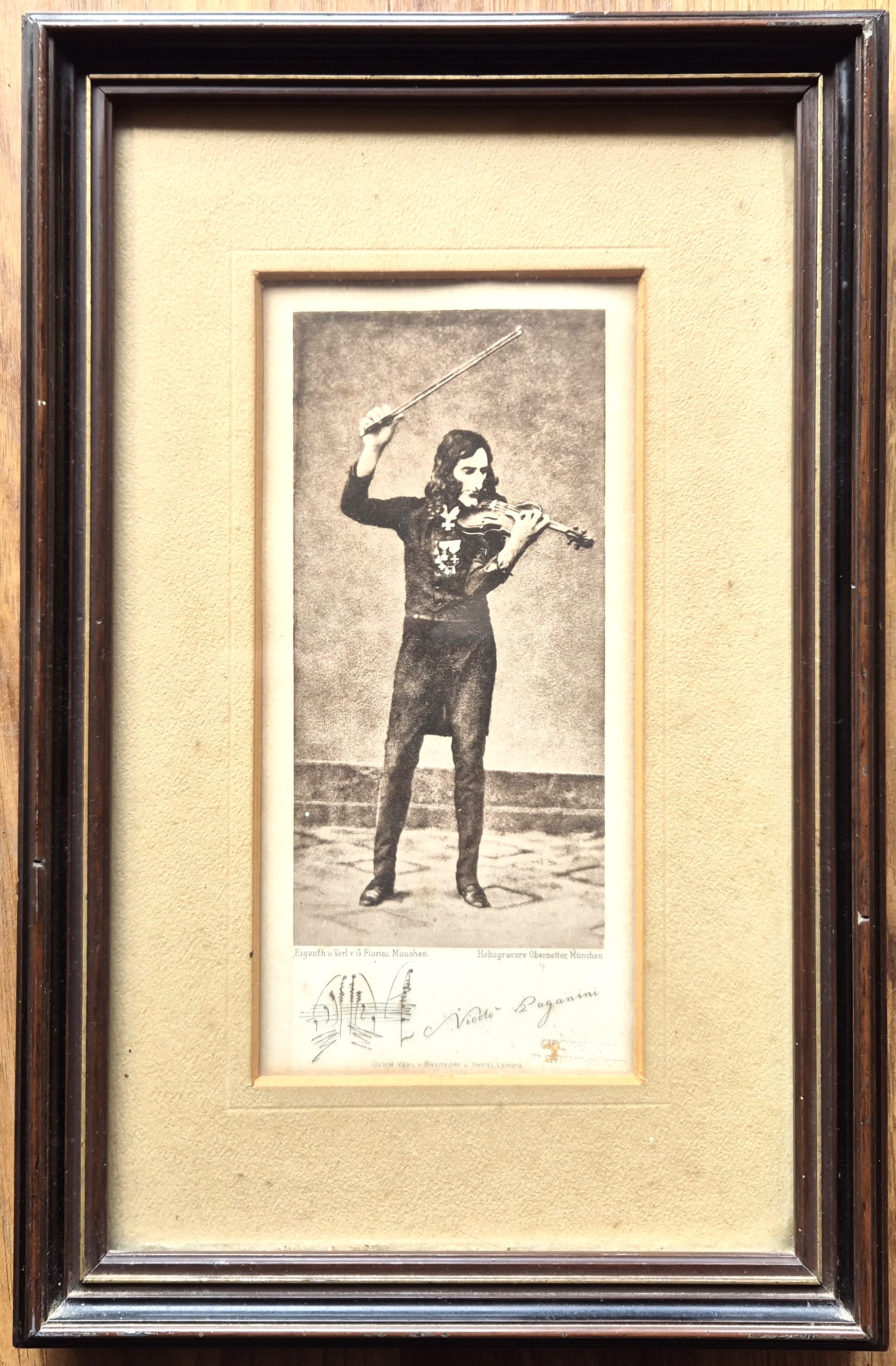 An original faked image of Nicolo Paginini (1782-1840), the Great Violinist full standing playing