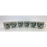 A set of Chinese Qing dynasty Famille Verte porcelain cups, height 5cm. (6)  Condition note: No