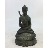 A Chinese bronze figure of Buddha, H:12.5cm (a/f)