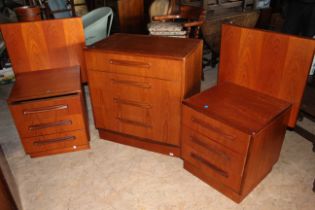 Mid Century modern G Plan bedroom suite complete with 2 x bedside draw units and 1 x stand alone 4