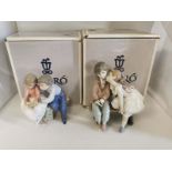 2 Lladro porcelain figures; 07635 Ten And Growing, 05701 Just A Little Kiss. Both in good