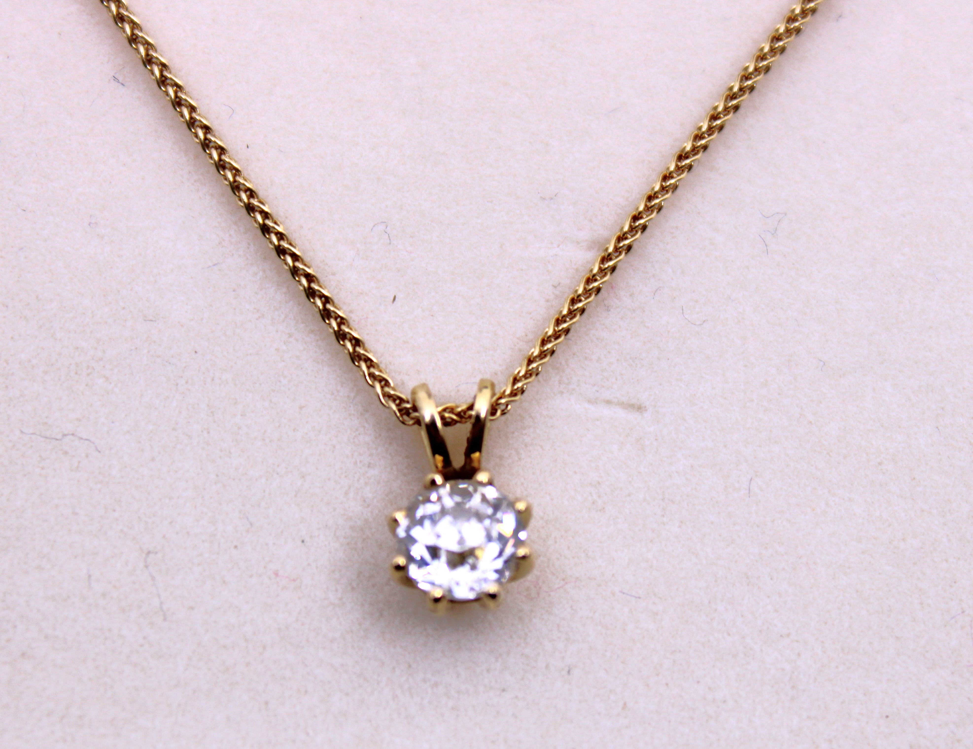 18ct Yellow Gold Approx. 0.55ct Solitaire Old European Cut Diamond Pendant on an 18ct Yellow Gold - Image 2 of 3
