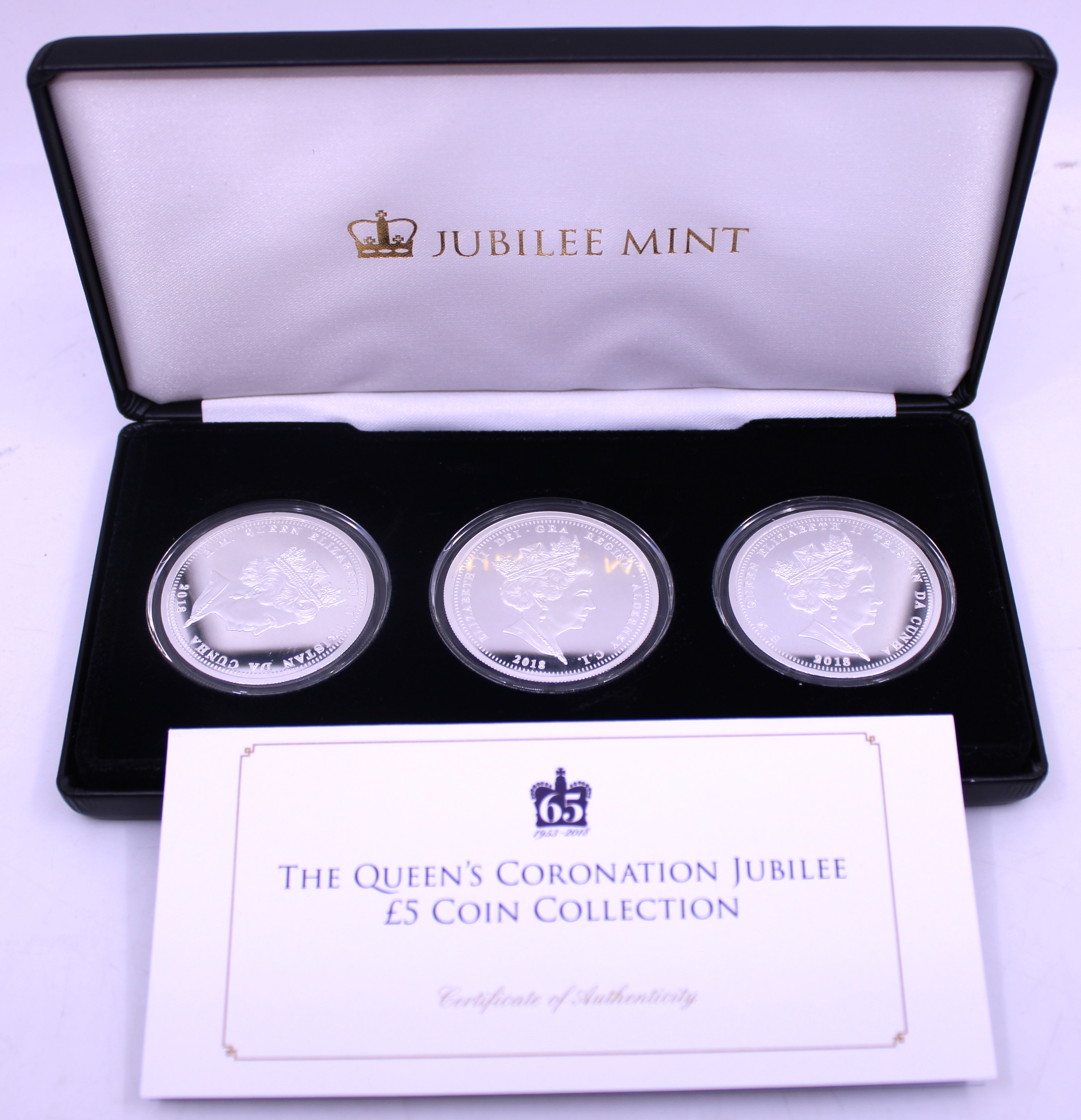 The Queen's Coronation Jubilee £5 Coin Collection. Boxed with Certificate of Authenticity.  Metal: