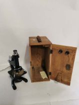 A London Model 29 by R & J Beck Ltd microscope in fitted case.