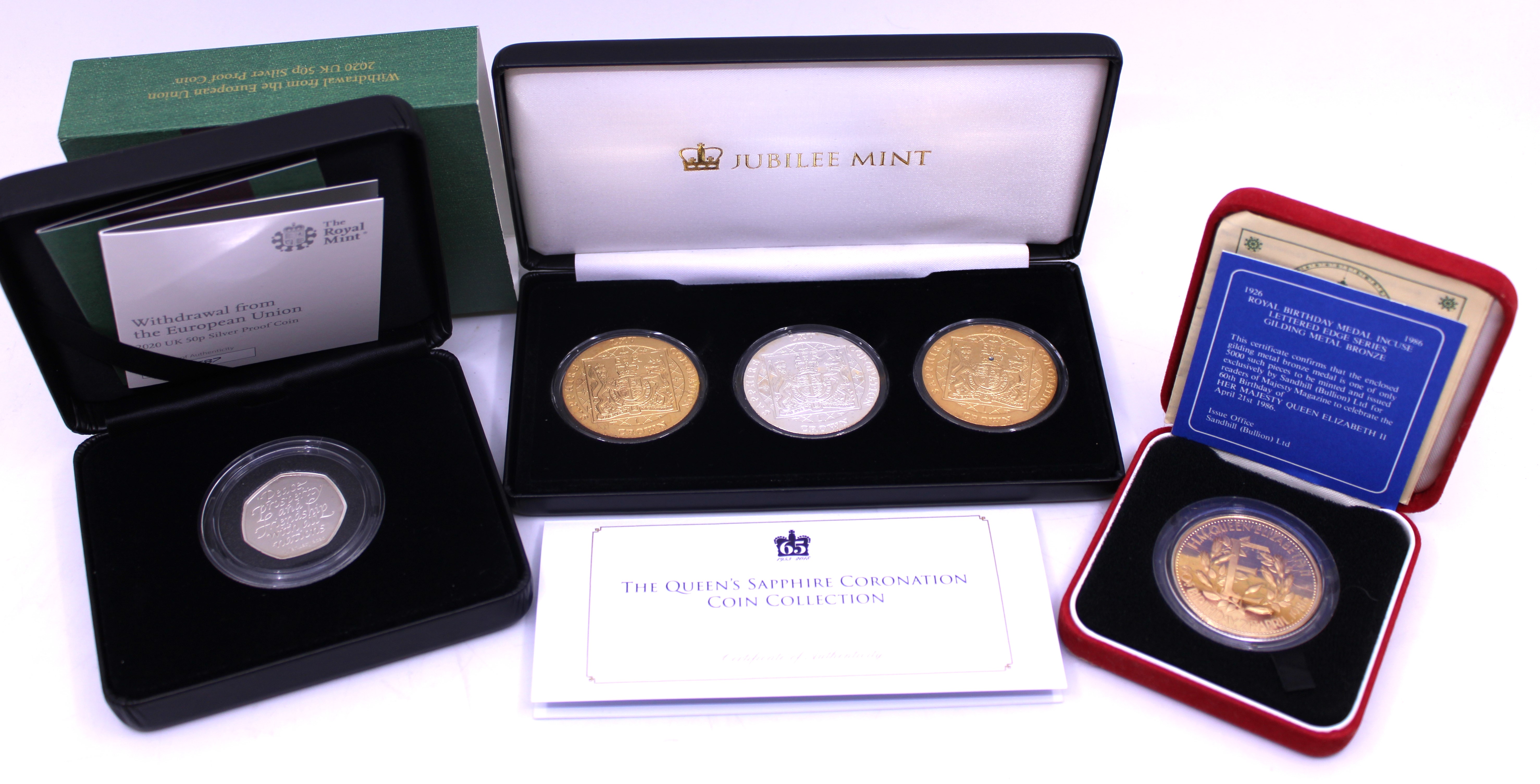 Selection of Two Collectors coins and a Collectors medal.  To include The Royal Mint Withdrawal from