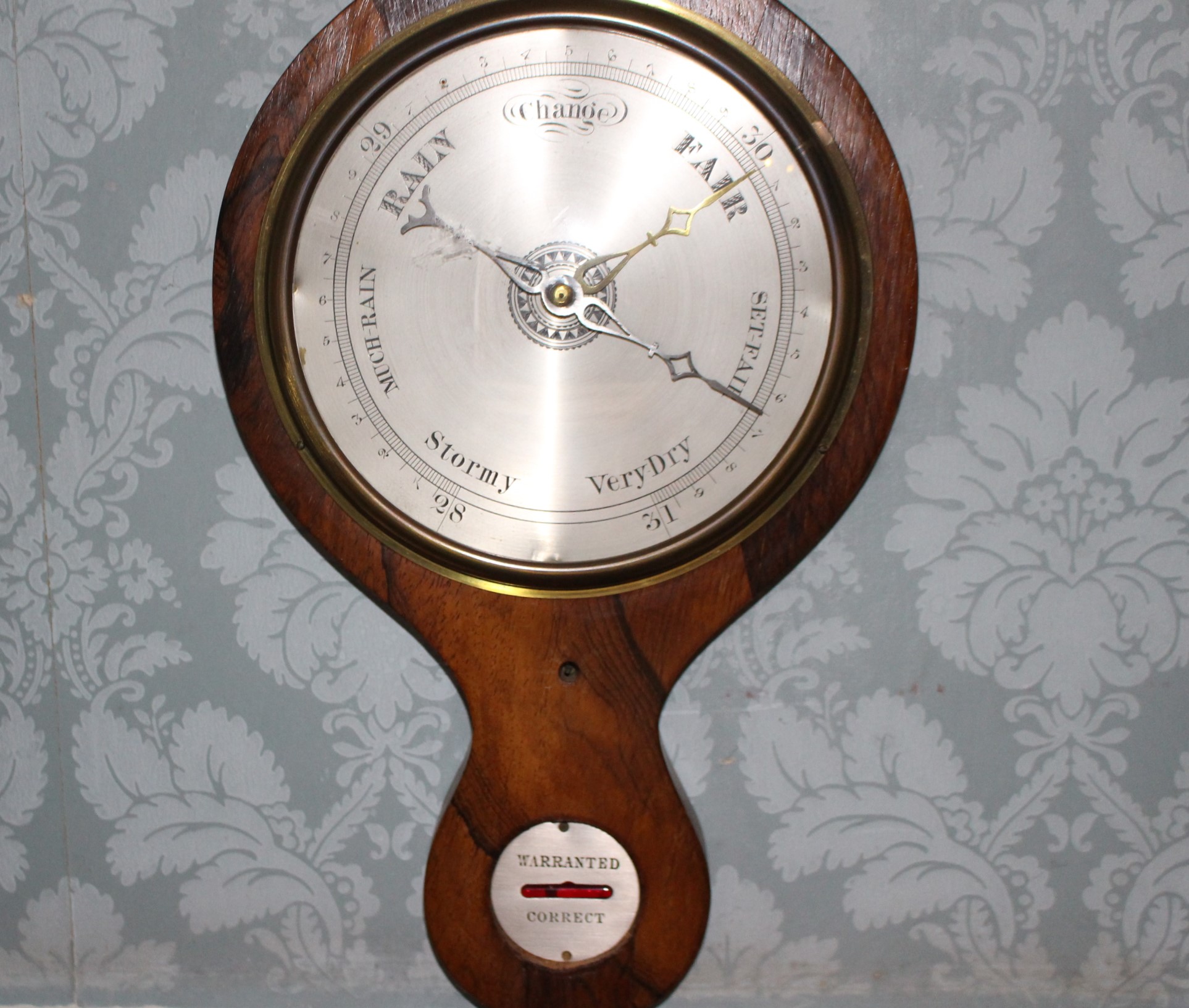 A 19th century rosewood cased wheel barometer with swan neck pediment, 95.5cm high - Image 2 of 3