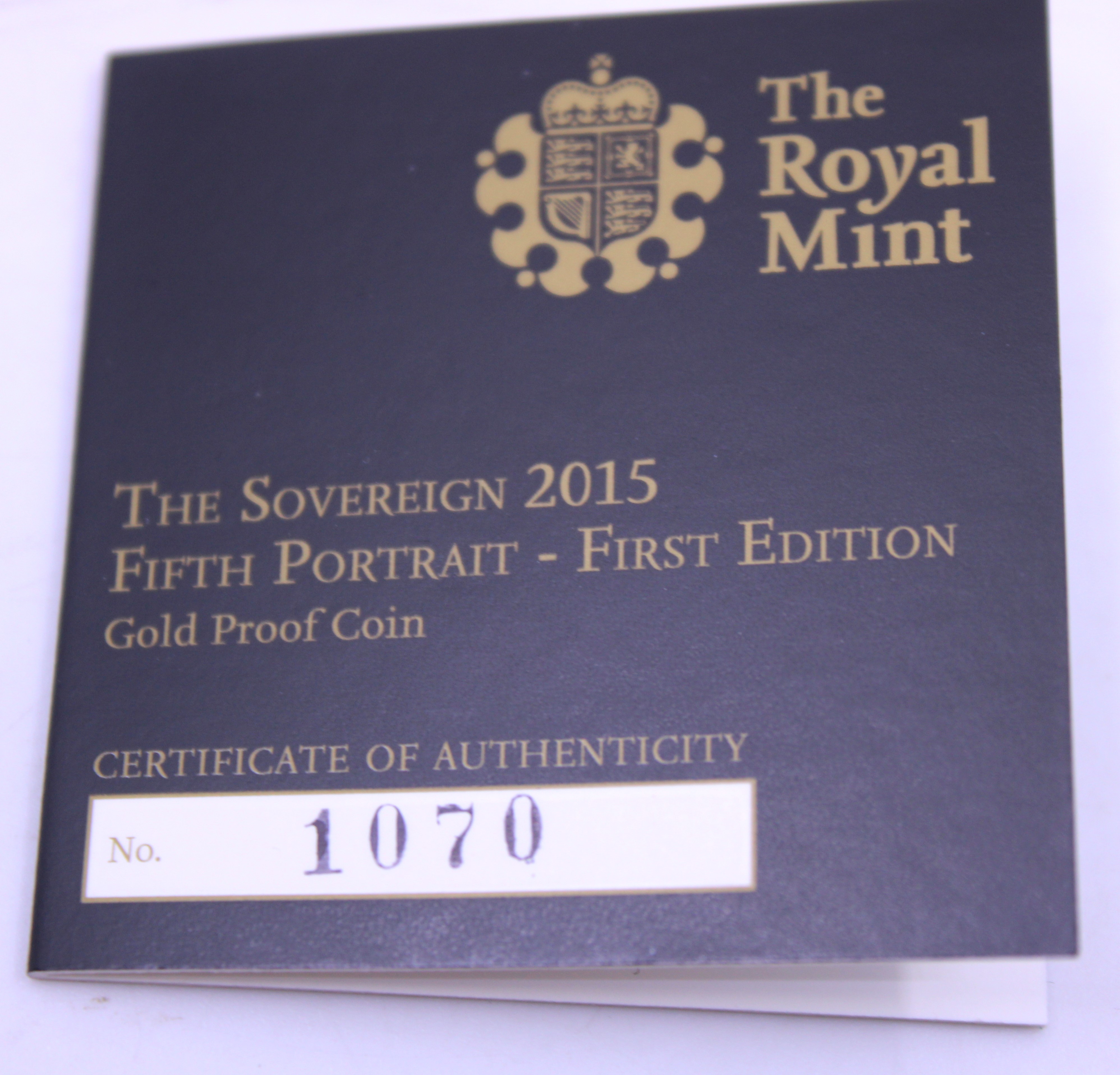 The Royal Mint The Sovereign 2015 Fifth Portrait- First Edition Gold Proof Coin. Boxed with - Image 3 of 3