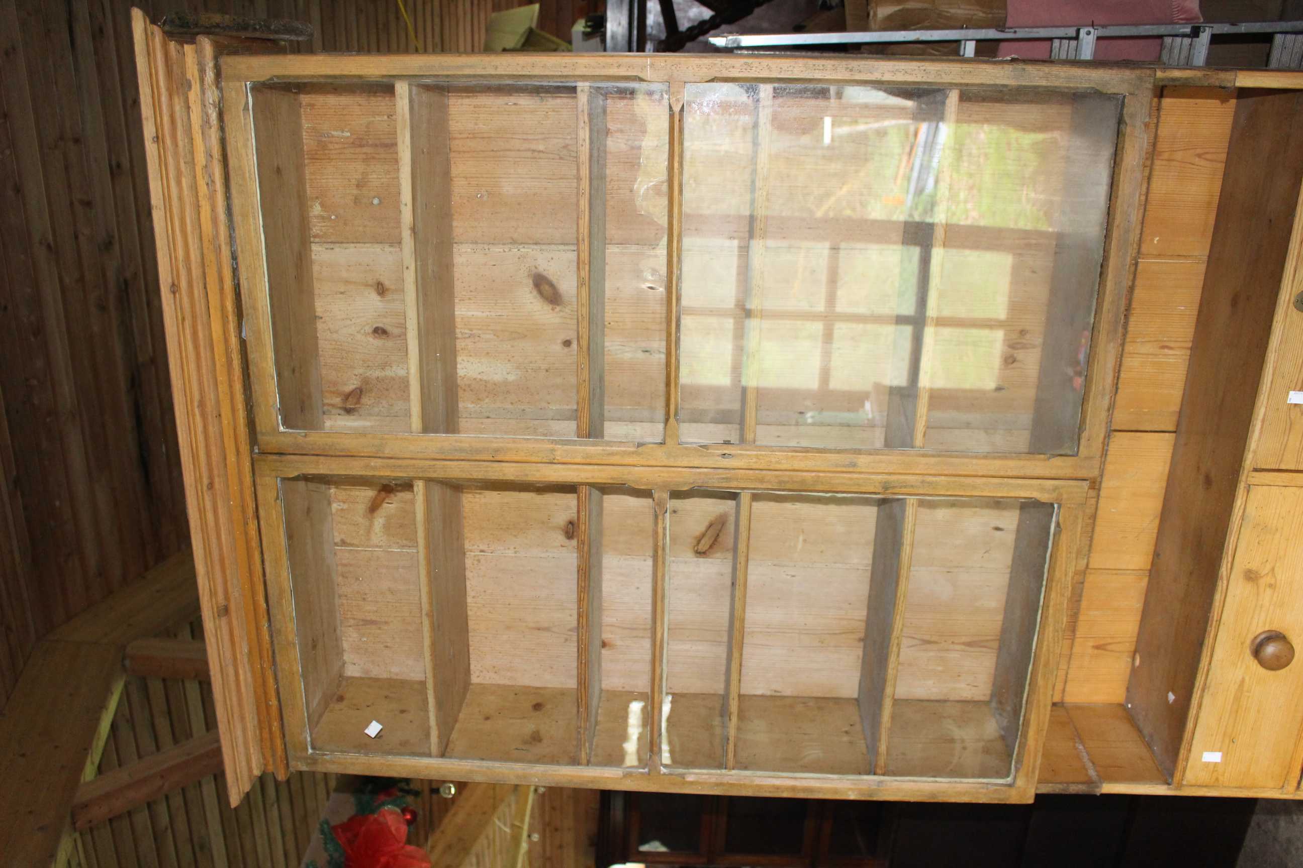 2 piece narrow farmhouse pine kitchen unit/larder glazed top is removable for transportation, some - Image 3 of 7