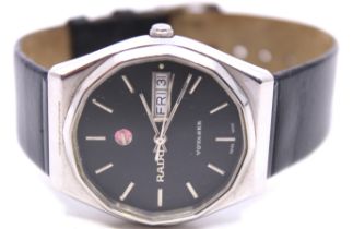 Men's Vintage 1970's? Rado Voyager Automatic wristwatch.  The watch has a black dial with the Rado