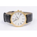 Michel Herbelins Men's Gold Plated Classic Sonates Watch with black leather strap and Tags. RRP £