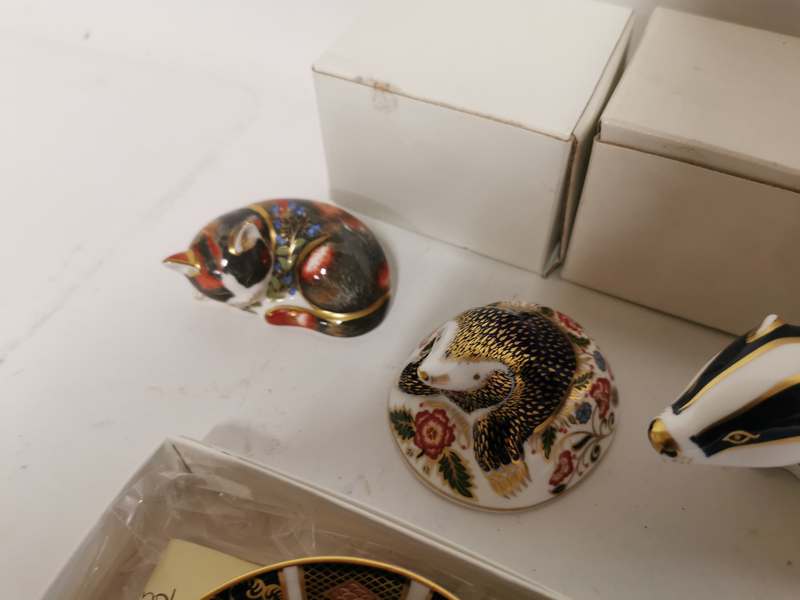 Royal Crown Derby English bone china paperweights; 'Mole' 'Catnip Kitten' 'Moonlight Badger' - Image 3 of 3