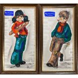 "Feran" (French, 20th Century). A pair of kitsch portraits in vibrant colours, signed & dated l.