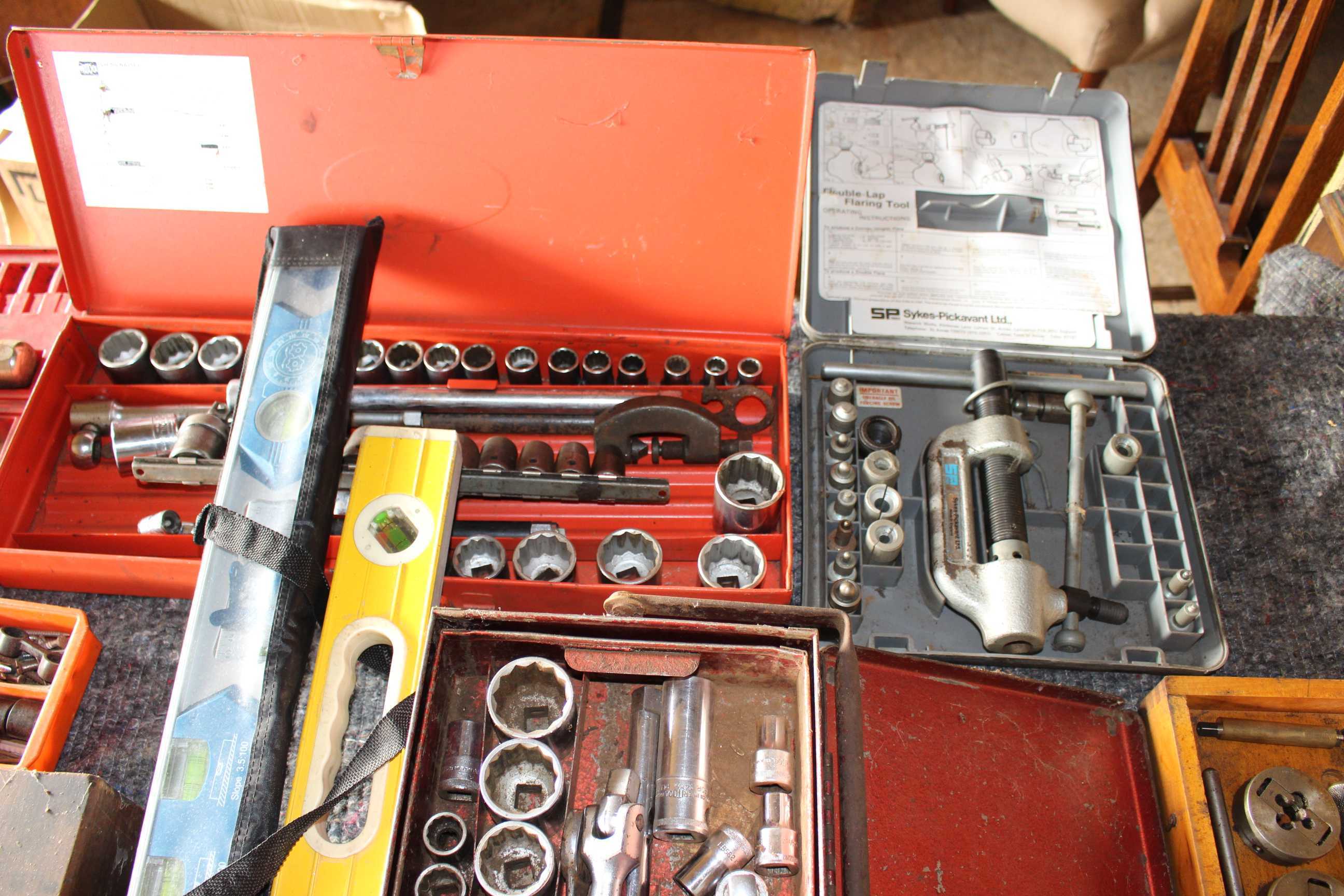 Large selection of hand tools to include socket sets wood planes spirit levels etc - Image 6 of 6
