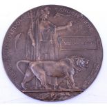 WW1 Bronze Death Penny Named William Booth. It measures approx. 12cm x 12cm.  Condition: In good